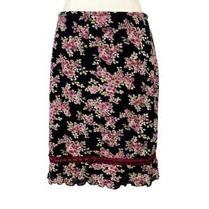 Vintage My Michelle Y2K Floral Rose Lace Grunge Whimsygoth Goth Midi Skirt USA
